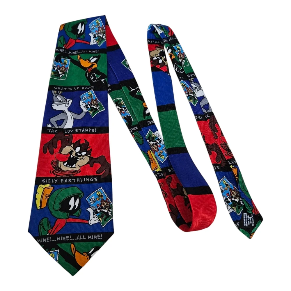 Looney Tunes X USPS Stamp Collection Tie 1997 Taz Bugs Bunny Daffy Warner Bros